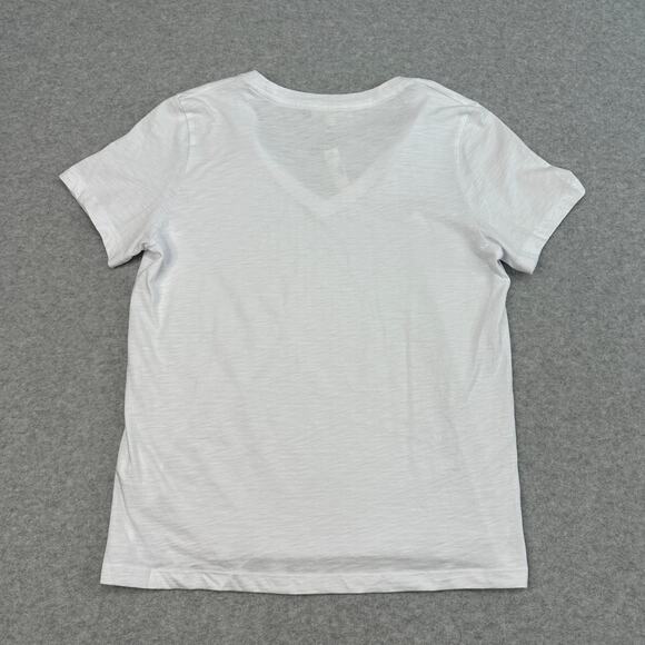 Madewell Slub Pima Cotton Jersey Perfect V-Neck Tee WMNS M White Short Sleeves - Picture 6 of 10